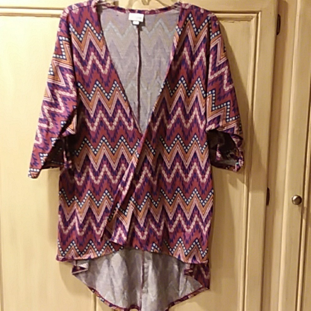 Lularoe Lindsay small zig-zag purple print